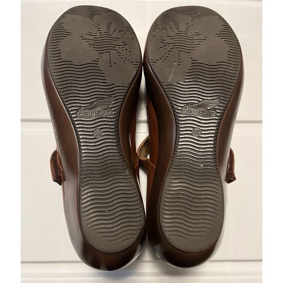 Dansko Leather Mary Janes Deidra Knot Brown Cognac Comfort Shoes Size 8.5-9 - Picture 10 of 10